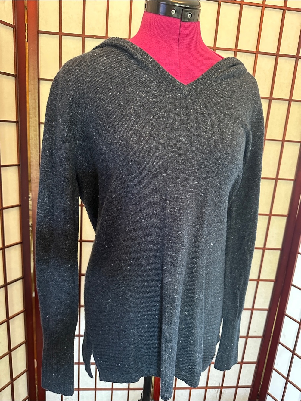 Royal Robbins Dark Charcoal V-Neck Turtleneck Sweater